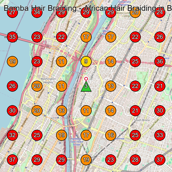 Bamba Hair Braiding - African Hair Braiding in Bronx New York, NYC GeoGrid visibility map for Hair Replacement Service in 2208B Amsterdam Ave